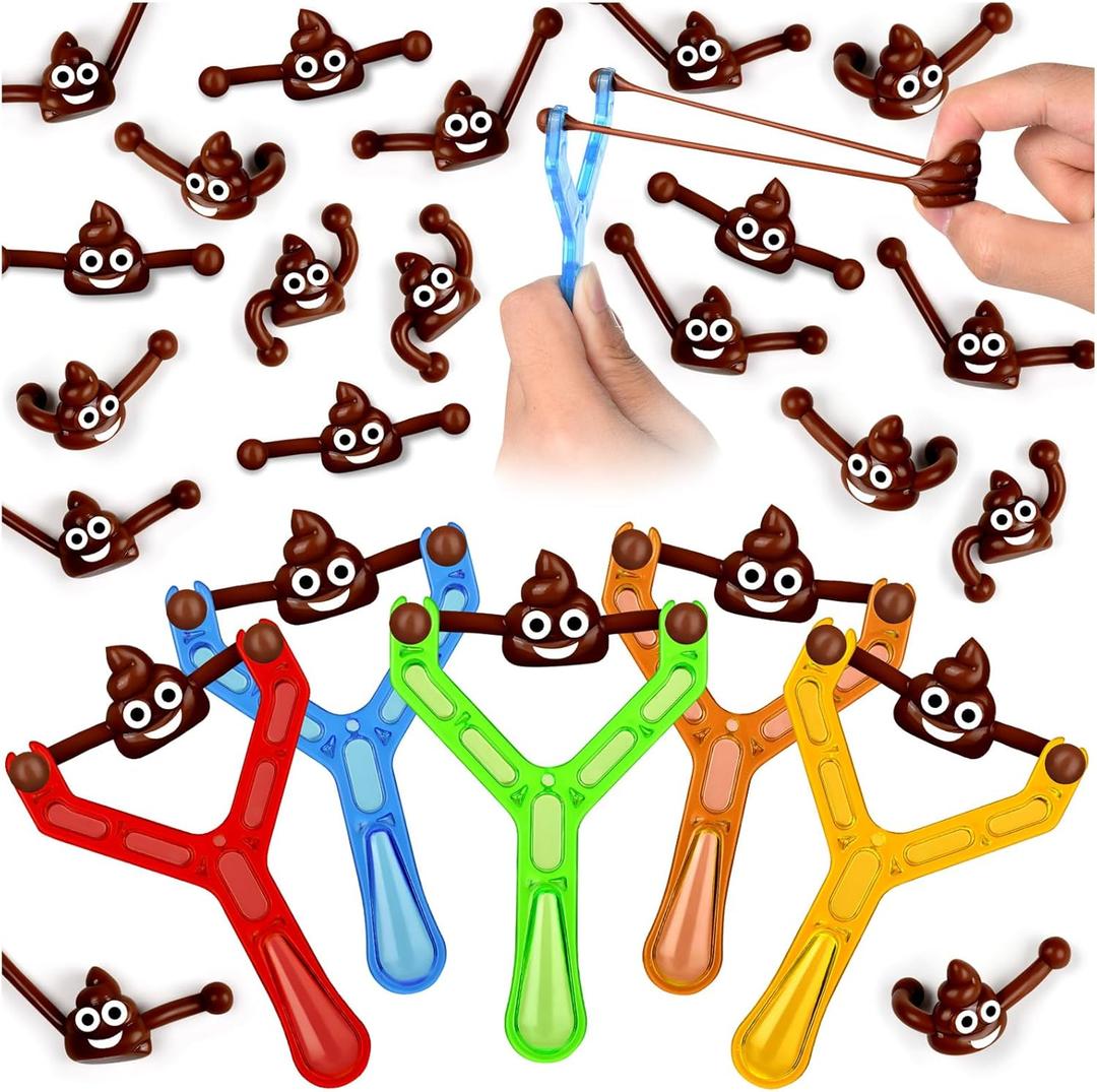 60 Pcs Finger Slingshot Novelty Toys, Toy Poop for Halloween, Fake Poop for Novelty Toys and Amusements, Halloween Poop Rubber Spoof Toy for School Party, Friends Gathering