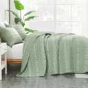 Andency Sage Green Quilts Queen Size, 3 Pieces Queen Quilt Bedding Set Boho Lightweight Soft Striped Bedspread for All Season (90"x96"), Printed Bohemian Polyester Reversible Coverlet Comoforter Sets
