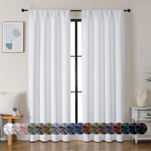 Simplebrand Ava Pure White Curtains for Bedroom 84 Inch Length 2 Panels Set, Light Filtering Window Treatment, Light Filtering Curtain Drapes, Soft Casual Rod Pocket Privacy Curtains, W40 x L84 Inch
