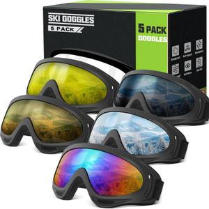 OXG Ski Snowboard Goggles for Men Women, UV Protection Ski Snow Goggles for Kids Youth Adult (5p Black)