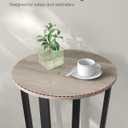 VASAGLE Round Side End Table, 2-Tier Accent Bedside Table with Storage Shelf, Easy Assembly, Nightstand for Small Spaces, Living Room, Bedroom, Heather Greige and Ink Black ULET057B02