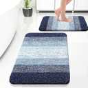 OLANLY Bathroom Rug Set 2 Piece, Soft Absorbent Microfiber Bath Rug Set, Non-Slip, Machine Wash Dry, Plush Shaggy Bath Mats for Bathroom (30"x20"+24"x16", Airy Blue)