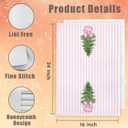 Pink Chinoiserie Christmas Kitchen Towels, Coquette Bow Christmas Tree Hand Towels for Bathroom, Preppy Grandmillennial Xmas Striped Decorative Dish Tea Towel, 16x24 Inch