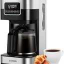 SHARDOR 10-Cup Programmable Coffee Maker, Regular & Strong Brew Drip Coffee Machine for Home and Office, Auto Shut Off, Permanent Filter, Silver