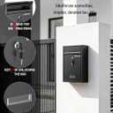 Uniclife Wall Mount Mailbox for Outside, Locking Mail Box, Large Mailbox with Key Lock, Security Mail Box for House, Safe Key Drop Box, Post Box, Steel Cash Drop Box for Home Office School, Black