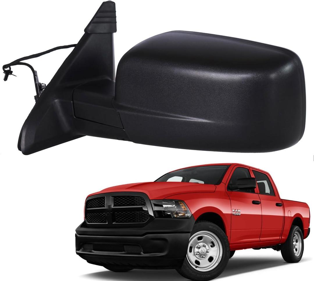Marretoo for Dodge Ram Side Mirror replacement Left Driver for 2014-2018,Ram 1500, 2019-20221500 Classic, 2013-2018 RAM 2500 Accessories With Power Glass Heated Sensors Black6 8462819AA(6Pins)
