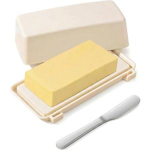 Butter Holder with Lid and Knife Sturdy Durable Plastic Butter Dish for Home Kitchen Countertop Butter Storage Container