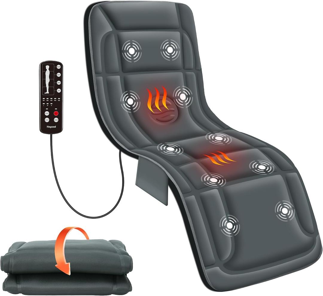 Heycool Full Body Massage Mat with Heat, Vibration Back Massage Pad for Chair, Bed, Sofa, Back Massager, Massage Chair Pad, 10 Vibration Motors& 2 Heating Levels