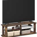 Furinno Nelly TV Stand, 3-Tier Entertainment Center with Open Shelves Storage, TV Console for TV up to 50 Inch, Soft Edges, for Living Room, Bedroom, Amber Pine