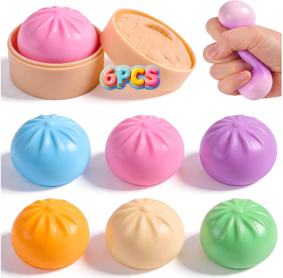 6 Pack Dumpling Squishy Mystery Box, 6 Color Dumpling Squishy Pack, Dumplings Squeeze Fidget Toys, Squishies for Kids Party Favors Goodie Bag Stuffers Classroom Prizes