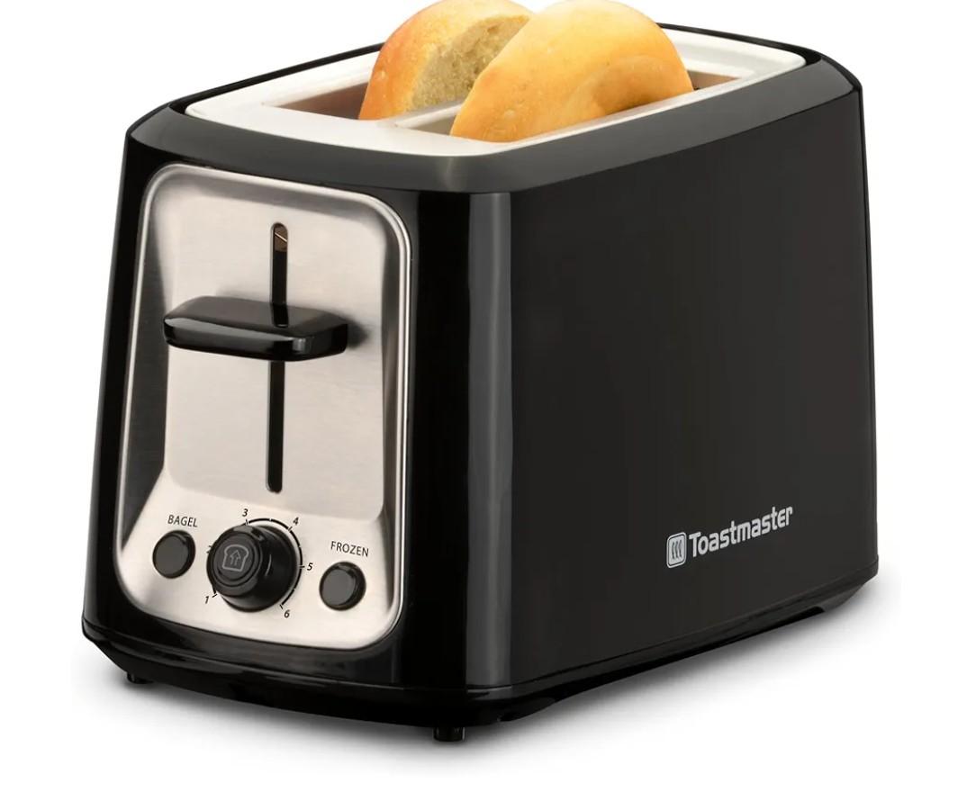 Toastmaster 2-Slice Toaster - Black with Stainless Steel - Kitchen Essential for Sandwich Bread & Breakfast Toast - Toaster with Wide Slots, High Rise Toast Lift & Cool-Touch Exterior
