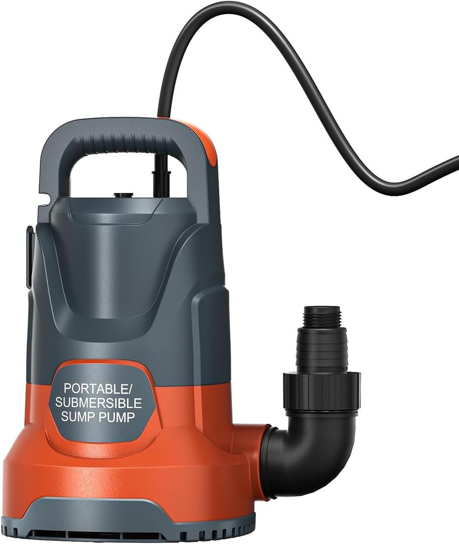 Sump Pump Submersible Water Pump 1.4HP 5400 GPH Portable Transfer Water Pump Utility Pump for Pool Draining Basement