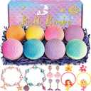 8 Packs Mermaid Bath Bombs for Kids Girls, Bubble Bath Bomb Kit with Surprise Toys Inside, Bath Toys for Kids Aged 4-8, Ideal Birthday Christmas Gifts Stocking Stuffers for Girls 3 4 5 6