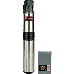 Red Lion RL22G10-3W2V 4-inch Submersible Deep Well Pump with Control Box, 1 HP, 22 GPM, 3-Wire, 230-Volt, Steel, 14942409
