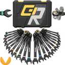 GRENPRO Ratchet Wrenches Set, 23PCS Flex Head Ratcheting Wrench Set Metric and Standard & SAE with Color Ring, 6-18mm & 1/4"-3/4", Mechanics Tool Box Organizer, Large Open End Combination Wrench Sets