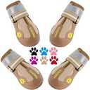 QUMY Dog Shoes for Large Dogs, Medium Dog Boots & Paw Protectors for Winter Snowy Day, Summer Hot Pavement, Waterproof in Rainy Weather, Outdoor Walking, Indoor Hardfloors Anti Slip Sole Khaki, Size: 1