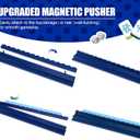 Leinuosen Wooden Mahjong Racks with Pushers 4 Set Magnet American Mahjong Tile Rack and Magnetically Attached Pushers Painted Tile Holders for Players Gift Family Game Night(Blue), 42.5 x 6 x 2.5 cm