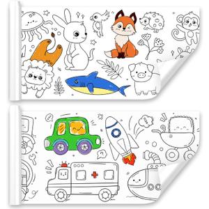 Keweis 2 Pcs Children's Drawing Roll, Coloring Paper Roll for Kids, 11811.8 Inch Sticky DIY Painting Drawing Paper Rolls for Toddler, Christmas Gift, Wall Coloring Paper Stickers
