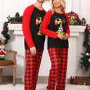 Christmas Matching Pajamas for Family, Long Sleeve Cute Print Tops and Wide Leg Plaid Pants Sleepwear Sets, Xmas Holiday PJs Jammies for Couples and Adult (X-Large, Men, HO HO HO) (XL)