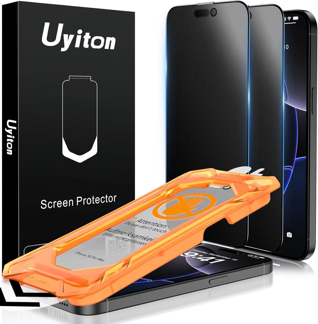 Uyiton for iPhone 16 Pro Max Matte Privacy Screen Protector - Anti-Fingerprint [Easy Fit] Anti-Spy Shatterproof Full Coverage Case Friendly 9H Tempered Glass Screen Cover, 2 Pack