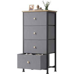 Sweetcrispy Dresser for Bedroom, 4 Drawer Storage Cabinet, Tall Nightstand, 17.7"D x 11.8"W x 37"H