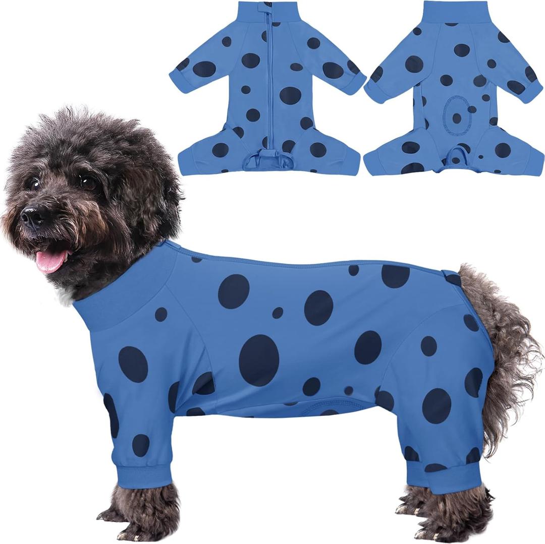 Dog Surgery Suit Long Sleeve, Dog Recovery Suit Female Male with Zipper Closure Post Spay, Neuter, Dog Onesie Shedding Suit Full Coverage Bodysuit (Blue, S)
