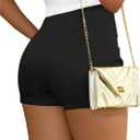 SOFIA'S CHOICE Women's Dressy Shorts Summer High Waisted Zipper Stretchy Skinny Shorts Black Medium (Black, M)