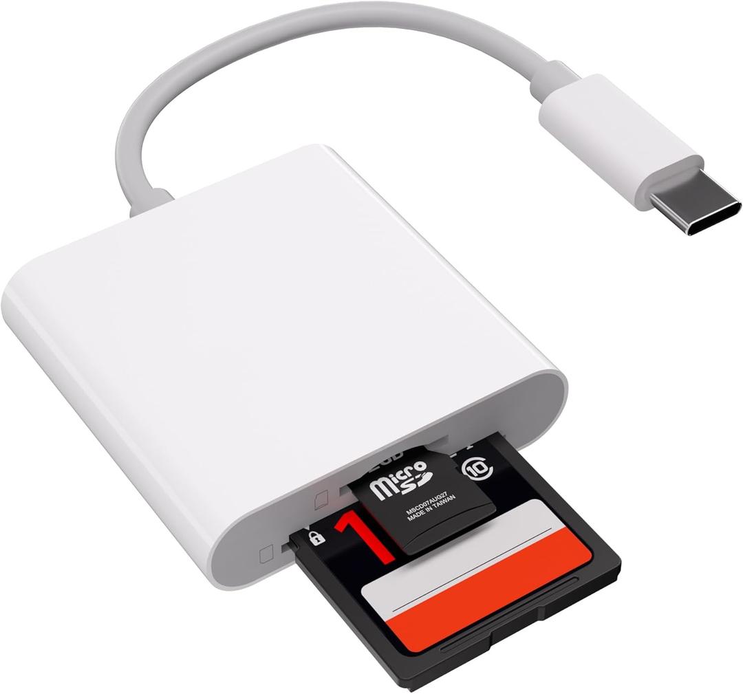 USB C SD Card Reader for iPhone, iPad, MacBook, 2-in-1 SD and TF Memory Card Adapter, USB 3.0 High Speed Data Transfer, Portable Trail Camera Viewer, Plug and Play