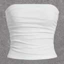 SOLY HUX Women's Tube Tops Summer Casual Ruched Strapless Sleeveless Crop Top Sexy Bandeau Tops (White, M)