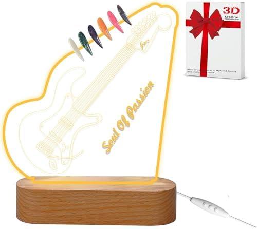 Light Up Guitar Pick Holder, Acrylic Guitar Pick Display,7-Color Luminous Pick Storage Rack,for Acoustic Electric Bass Ukulele Violin, Gift for Music Lovers Guitar Players