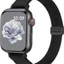 Slim Stretchy Band Compatible with Apple Watch Bands 40mm 41mm 42mm 38mm 44mm 45mm 46mm 49mm Women Men, Thin Magnetic Nylon Elastic Sport Strap for iWatch Series 11 10 9 8 7 6 5 4 3 SE/Ultra 2