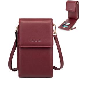 myfriday Small Leather Crossbody Bag for Women with Guitar Strap Mini Crossover Bags & Shoulder Purses with 2 Card Slots