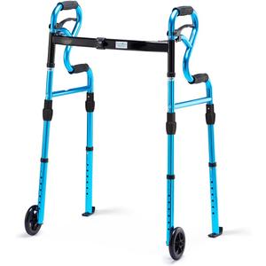 Walkers for Seniors with 5 Front Wheels by Health Line Massage Products, Standard Walker with Width Adjustable and Support Up to 350lbs, Lightweight Walkers for Seniors (Blue)