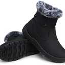 SHIBEVER Women's Snow Boots Winter Fur Lined Waterproof Anti-Slip Booties Women Ankle Snow Boots (5, Black)