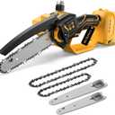 Mini Chainsaw Cordless for Dewalt 20V MAX Battery,8-Inch and 6-Inch 2-IN-1 Brushless Chainsaw with 750W Brushless Chain saw - 24.6FT/S Cutting, 4000RPM, for Wood Cutting(Battery Not Included) (Yellow)