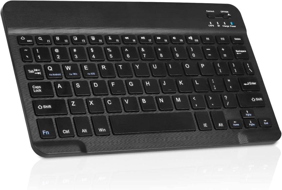 Ultra-Slim Bluetooth Rechargeable Keyboard for Samsung LS32BM801UNXGO and All Bluetooth Enabled iPads, iPhones, Android Tablets, Smartphones, Windows pc - Onyx Black