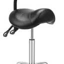 Kaleurrier Saddle Stool Rolling Swivel Height Adjustable with Wheels,Heavy Duty Anti-Fatigue Ergonomic Saddle Chair for Hair Beauty Salon Lab Dental Massage Office Home Kitchen(with Back, Black)