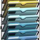 SUPEASY 10-Tier Wall File Holder Organizer with Hooks, Mesh Hanging File Organizer, Mail Organizer Wall Mounted for Papers, Folders, Office Magazine Rack, Black