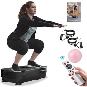 Vibration Plate Exercise Machine - Whole Body Workout Vibration Platform Lymphatic Drainage Machine for Weight Loss Home Fitness with Resistance Bands Remote Vibration Plate Exercise Machine - Whole Body Workout Vibration Platform Lymphatic Drainage Machine for Weight Loss Home Fitness with Resistance Bands Remote