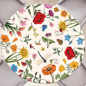 Round Fitted Elastic Tablecloth Round Outdoor Tablecloth Round Table Cover Fitted for Round Tables Waterproof Table Cloth for Kitchen Picnic Fits Tables up to 40"-44" Diameter (Beige)