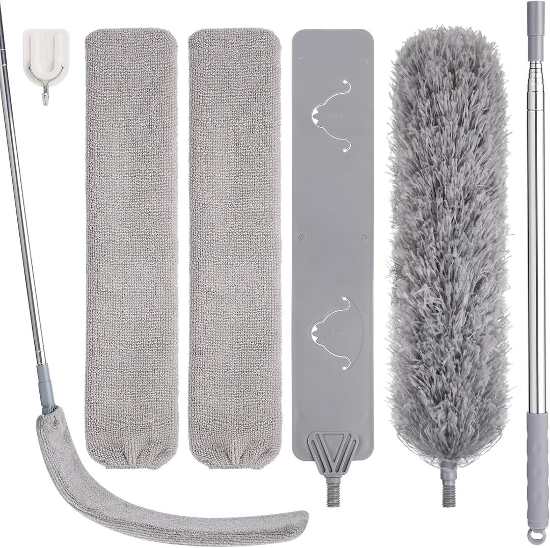 Feather Duster Set (4 Pieces), 30-100 inch Microfiber Retractable Gap Duster for Cleaning Ceilings, Furniture Refrigerators and Under Sofas Feather Duster Set (4 Pieces), 30-100 inch Microfiber Retractable Gap Duster for Cleaning Ceilings, Furniture Refrigerators and Under Sofas