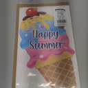 Colorful Foam "Happy Summer" Ice Cream Door Sign with Satin Cording - (8.5" x 16.5") 1 Pc - Ideal for Summer Decor, Birthdays & Events