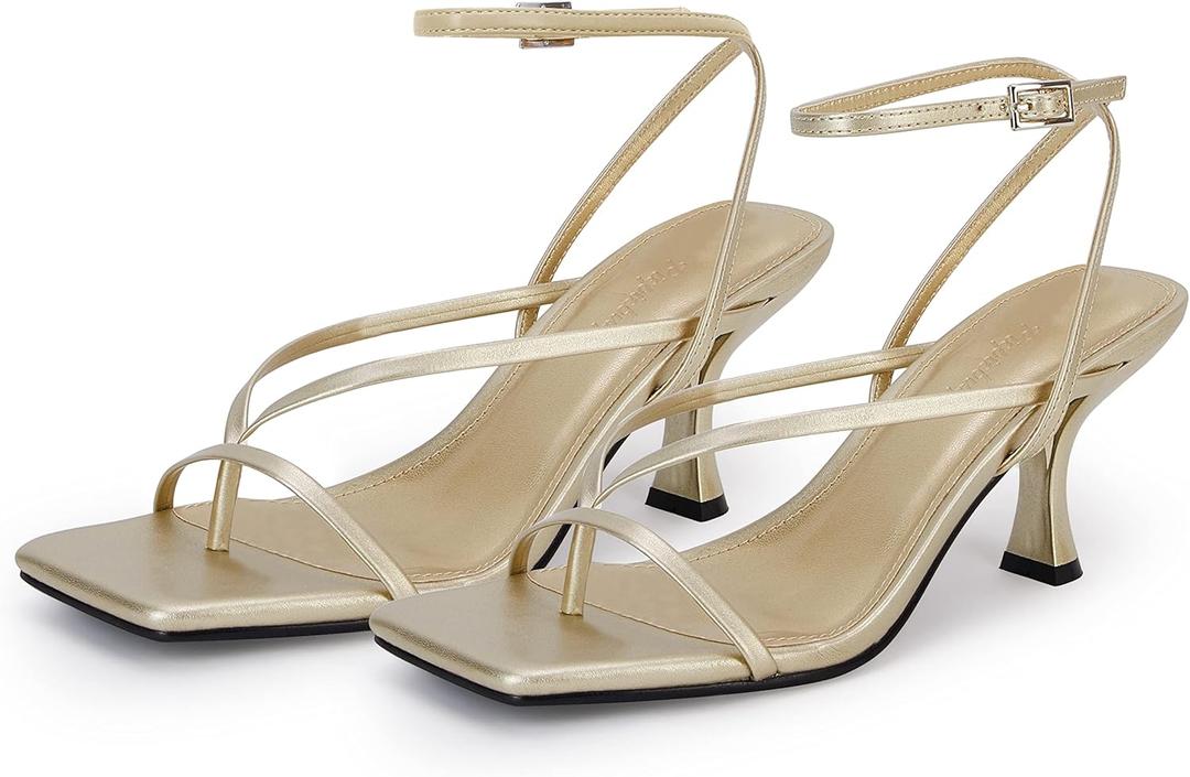 PiePieBuy Women's Lace Up Heeled Sandals Square Flip Flop High Heels Strappy Party Shoes,Size 7