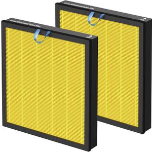 Vital 100S Pet Care Replacement Filter Compatible with LEVOIT Vital 100S Air Purifier, 3-in-1 H13 Grade True HEPA Activated Carbon Vital 100S-P Filter, Vital 100S-RF-PA (LRF-V102-YUS), 2 Pack, Yellow