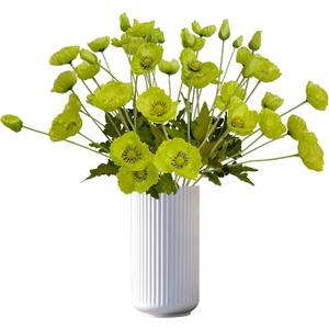 ATFL Green Poppy Flowers Artificial Bouquet for Wedding,12 Pcs Fake Faux Silk Poppies Bulk for Home Decor Table Centerpieces Floral Arrangement(23.5, Green)