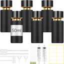 6 Pack 50 ml Glass Perfume Bottles and Refill Tools Set, Travel Perfume Atomizer Spray Bottles, Portable Empty Refillable Atomizer Decanters with Dispenser Transfer Kit (Black)