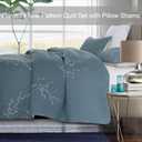 Exclusivo Mezcla Reversible Boho Quilts King Size, Blue Bedspreads Lightweight Coverlet All Season Flowers Quilt Bedding Set with Printed Floral Pattern (1 Quilt, 2 Pillow Shams)