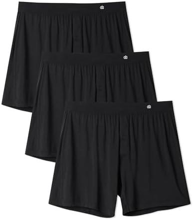 DAVID ARCHY Men's Boxer Shorts Bamboo Rayon Breathable & Cool Boxer for Men Loose Fit Men's Underwear with Fly 3 or 5 Pack, XL