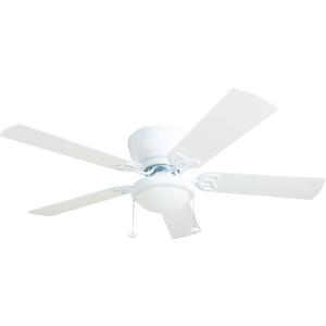Prominence Home Benton Traditional 52 Inch Ceiling Fan with Light, LED Flush Mount Ceiling Fan, Indoor Fan with 5 Blades, White and Gray Oak Blade Finish Options, White (50852-01), Medium