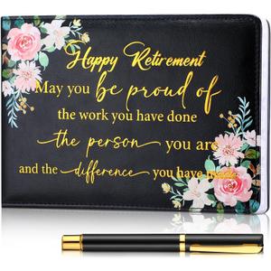 Ctosree Retirement Guest Book with Signature Pen Retirement Party Gift Supplies for Women Men Office Colleague Advice and Wishes Decorations(Floral)